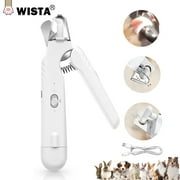 WISTA Dog Cat Nail Clippers Electric Dog Claw Trimmer with LED Light, Rechargeable Pet Nail Scissors with Durable Grinder for Large Medium Small Dogs Cats Pets, White